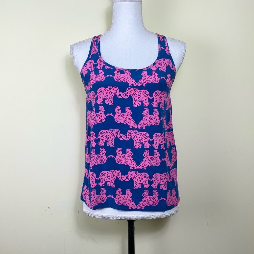 Lilly Pulitzer XXS Silk Elephant Aerial Top Tank